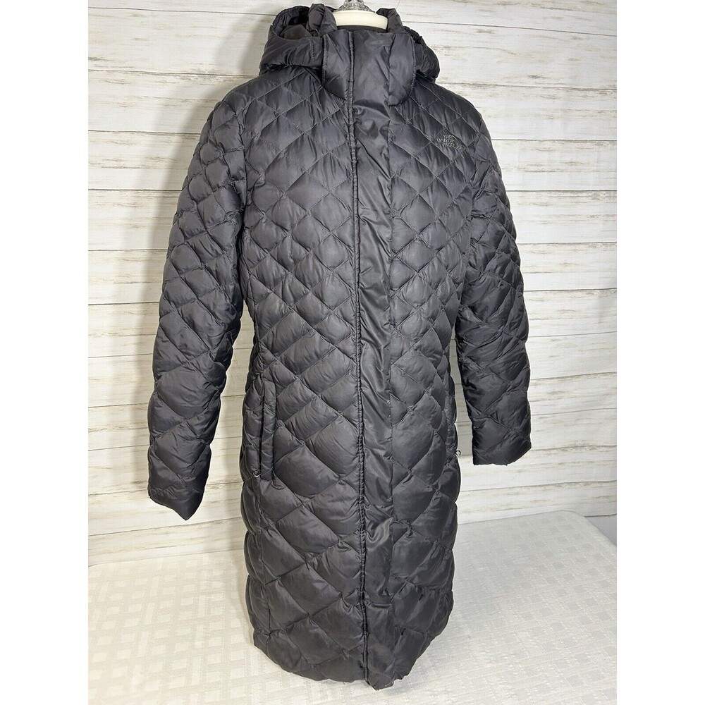 The North Face Womens Jacket Gray LARGE Goose Down Fill Quilted Long Puffer Coat - Picture 1 of 16